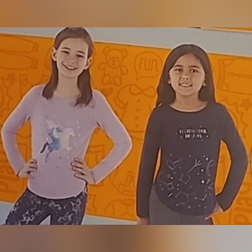 NWT! Members Mark Girls size 10/12 set of 2 long sleeve Tshirts Unicorn & Dreams